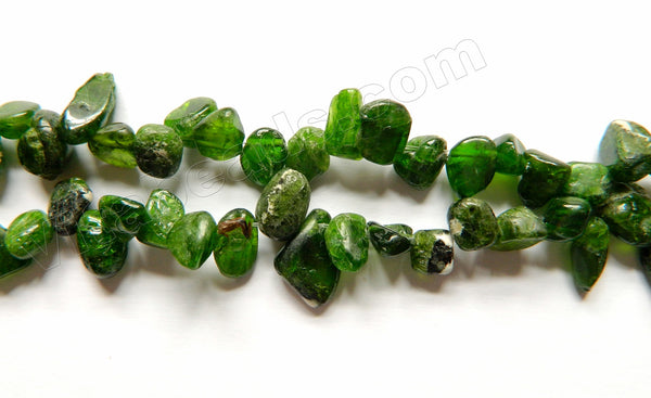 Green Diopside AA  -  Smooth Drop Nuggets 16"
