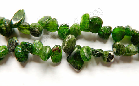 Green Diopside AA  -  Smooth Drop Nuggets 16"