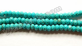 Bright Blue Turquoise Jade -  Small Faceted Rondel  14"