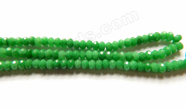 Bright Spring Green Jade -  Small Faceted Rondel  14"