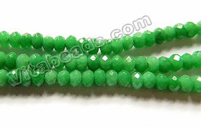 Bright Spring Green Jade -  Small Faceted Rondel  14"