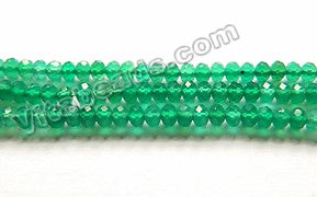 Green Onyx AA  -  Small Faceted Rondell  15.5"