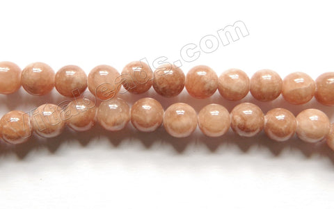 Bright Brown Mashan Jade -  Smooth Round Beads  15"