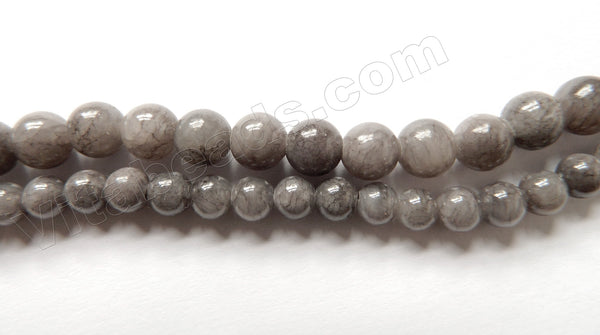 Grey Mashan Jade  -  Smooth Round Beads 15"