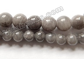 Grey Mashan Jade  -  Smooth Round Beads 15"