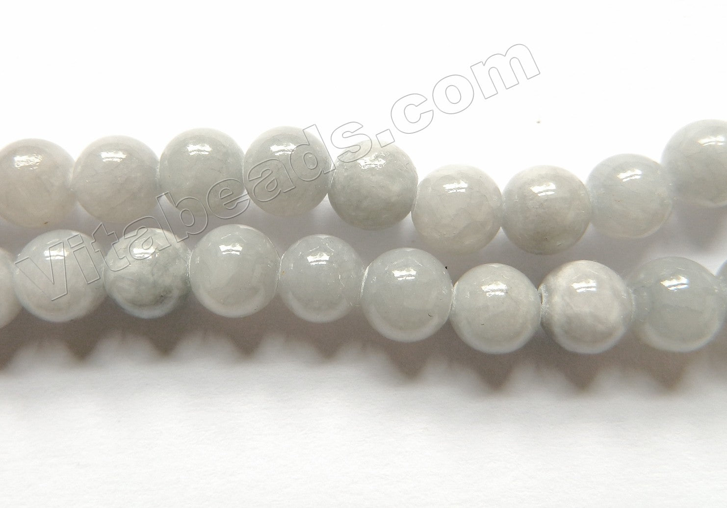 Pale Blue Grey Mashan Jade  -  Smooth Round Beads 16"