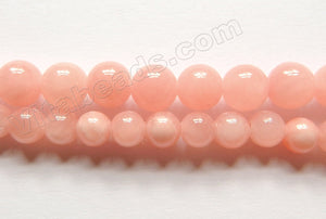 Light Pink Peach Mashan Jade  -  Smooth Round Beads 15"