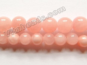 Light Pink Peach Mashan Jade  -  Smooth Round Beads 15"