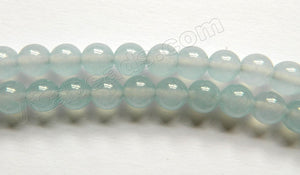 Pale Aquamarine Blue Transparent Jade  -  Smooth Round Beads  15"