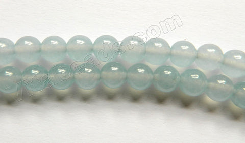 Pale Aquamarine Blue Transparent Jade  -  Smooth Round Beads  15"