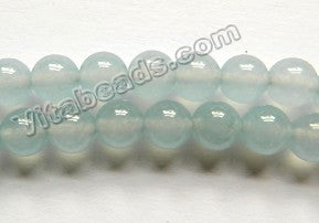 Pale Aquamarine Blue Transparent Jade  -  Smooth Round Beads  15"