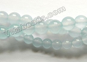 Pale Blue Transparent Jade  -  Smooth Round Beads  15"