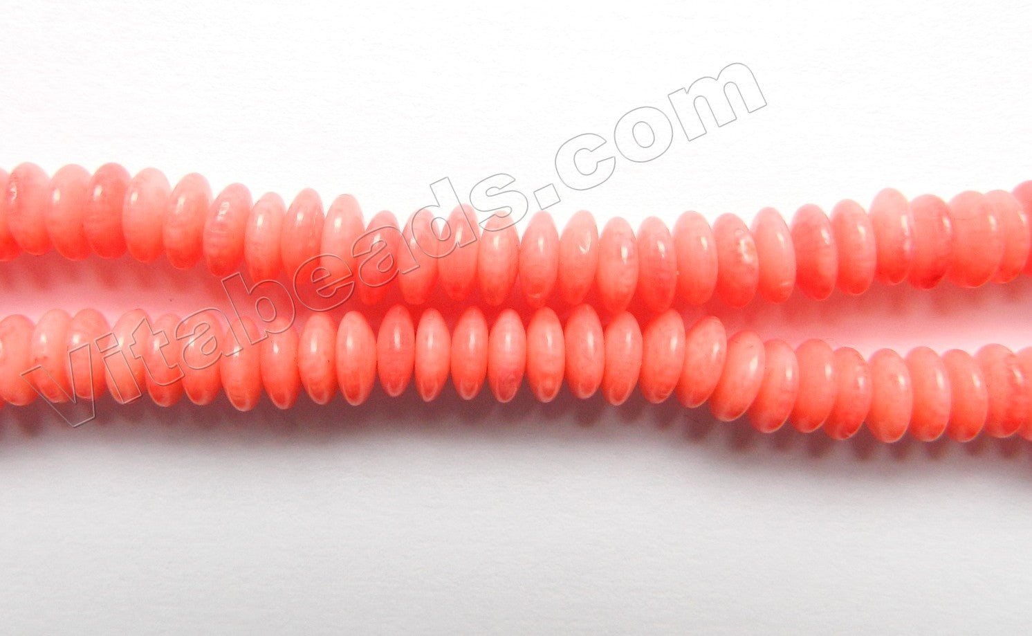 Deep Pink Coral -  Smooth Rondels  16"