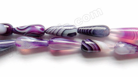 Purple Agate  -  Smooth Long Drops  16"