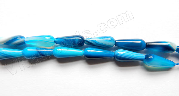 Aqua Blue Sardonix Agate  -  Smooth Long Drops  16"