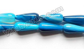 Aqua Blue Sardonix Agate  -  Smooth Long Drops  16"