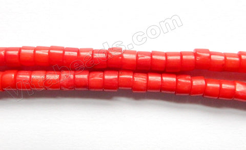Red Bamboo Coral  -  Heishi Beads  16"