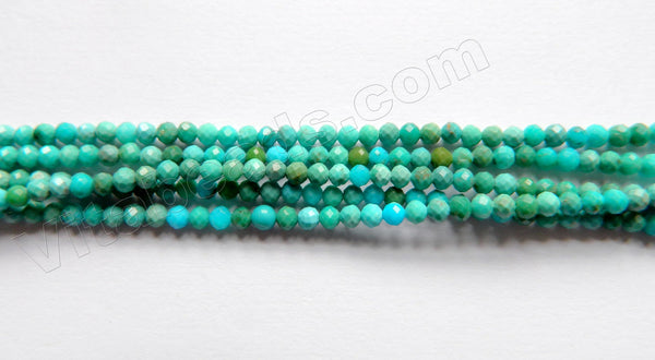 Bright Blue Green Turquoise AAA  -  Small Faceted Round 15"