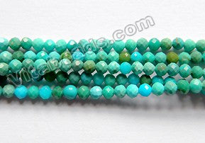 Bright Blue Green Turquoise AAA  -  Small Faceted Round 15"