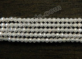 Cubic Zirconia Clear Crystal AAA  -  Small Faceted Round  15"