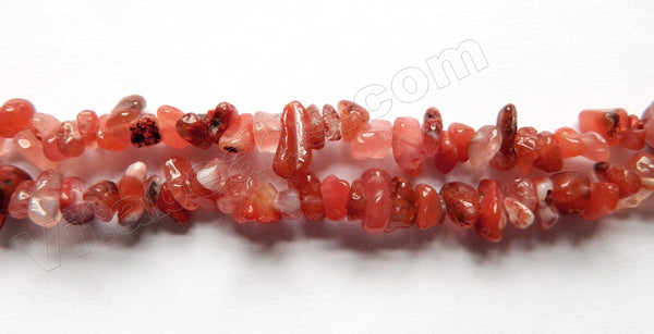 Salmon Red Agate  -  Small Chip Nuggets  32"