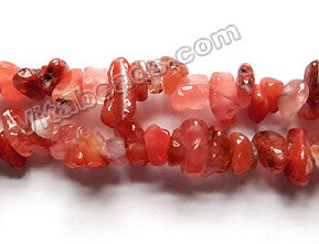 Salmon Red Agate  -  Small Chip Nuggets  32"