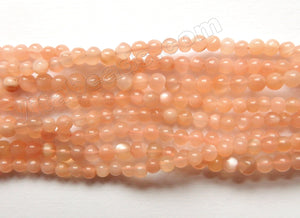 Pink Moonstone Peach India Made  -  Smooth Round  14"