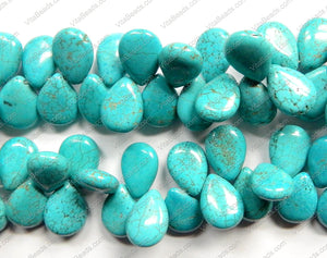 Blue Cracked Turquoise  -  Smooth Flat Briolettes  16"