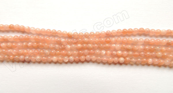 Pink Moonstone AAA HK  -  Small Smooth Round  15.5"