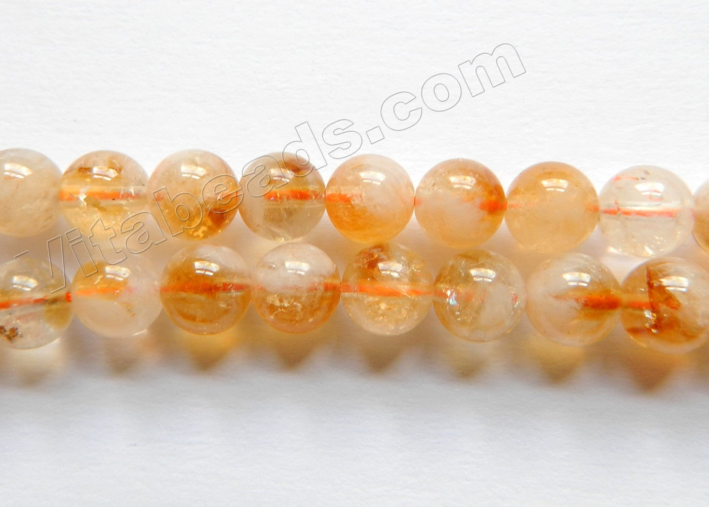 Roasted Yellow Amethyst Natural AAA  -  Smooth Round Beads 15"