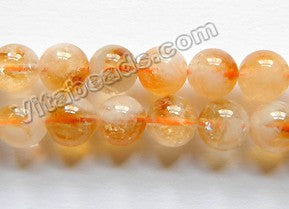 Roasted Yellow Amethyst Natural AAA  -  Smooth Round Beads 15"