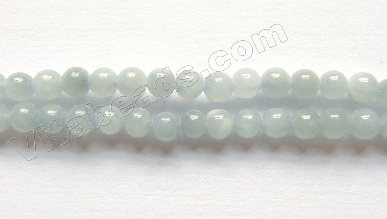 Light Amazonite Mashan Jade  -  Smooth Round Beads 15"
