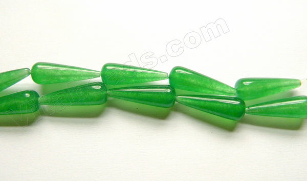 Bright Green Jade  -  Smooth Long Drops  16"  