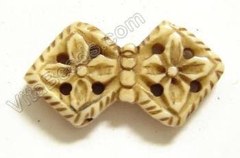 Carved Bone Beads - Bowtie - 17x32x7mm #108