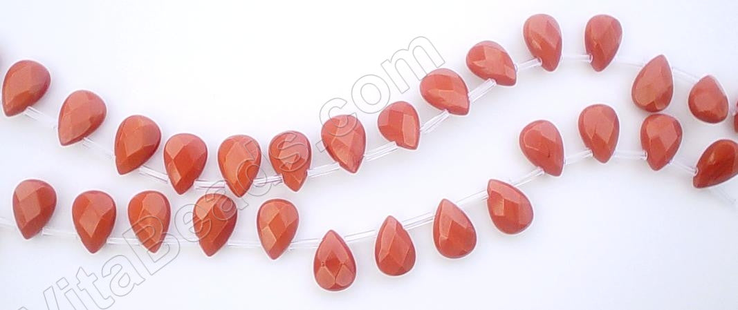 Red Stone - 7x10mm Faceted Flat Briolette 16"