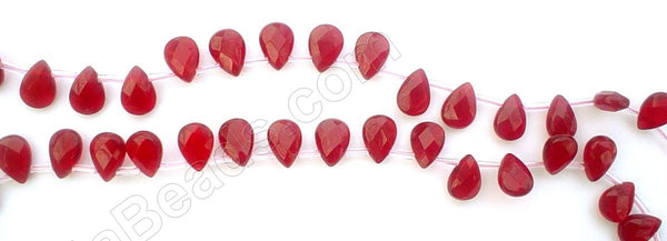 Red Win. Quartz - 7x10mm Faceted Flat Briolette 16"