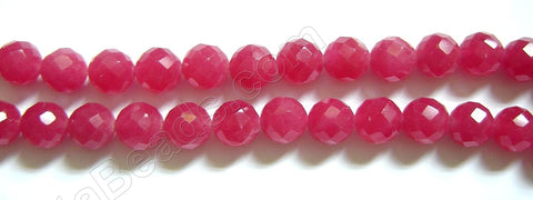 Dyed Jade (Red)  -  64 Cut Faceted Round  16"