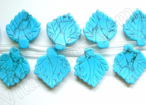 Carved Leaves - Howlite Turquoise 16"