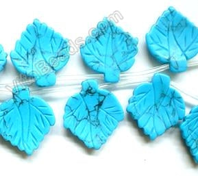 Carved Leaves - Howlite Turquoise 16"