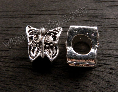 Metal Charm - 5mm hole Butterfly w clear Crystal A - 243