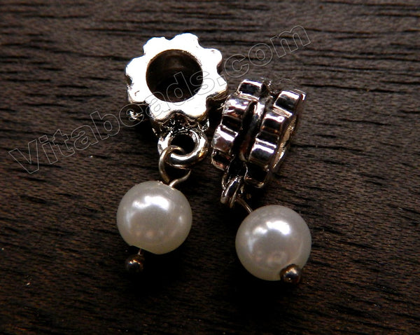 Metal Pendant - 5mm hole White Pearl A - 282