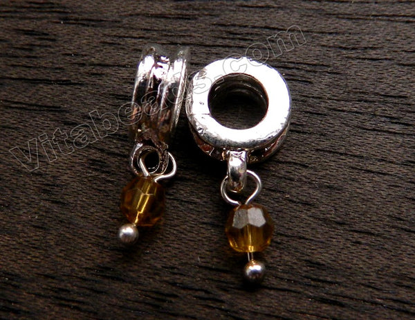 Metal Pendant - 5mm hole Citrine Crystal A - 278