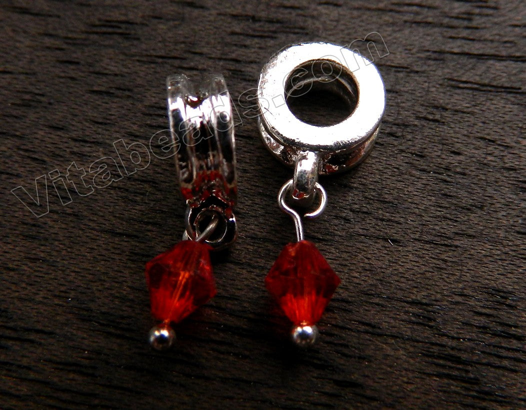 Metal Pendant - 5mm hole Ruby Crystal A - 274