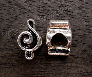 Metal Charm - 5mm hole Treble Clef A - 087