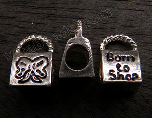 Metal Charm - 5mm hole Born to Shop A - 029