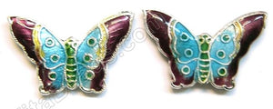 Enamel Pendant Butterfly -  17 x 27 mm
