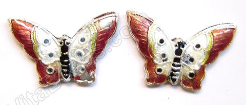 Enamel Pendant - Butterfly -  17 x 27 mm