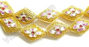 Cloisonne Beads - Gold 15x20mm Diamond - 1790