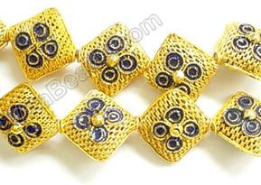 Cloisonne Beads - Gold 20mm Diamond