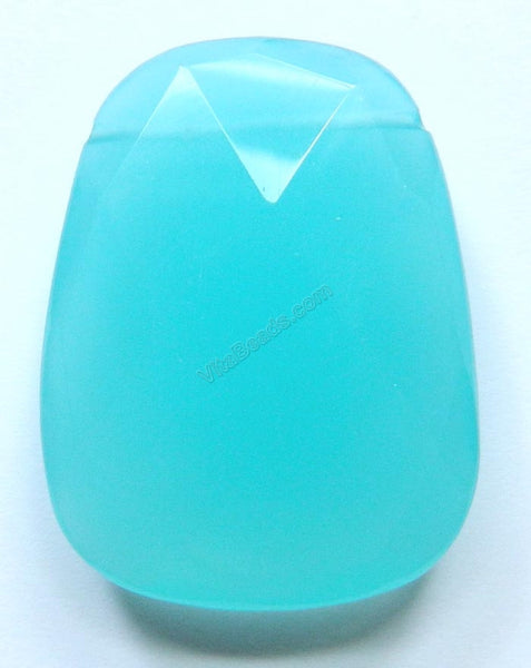 Aqua Chalcedony 024- 30x40mm Faceted Ladder Pendant